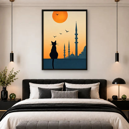 Black Cat and Istanbul Sunset Wall Art 4