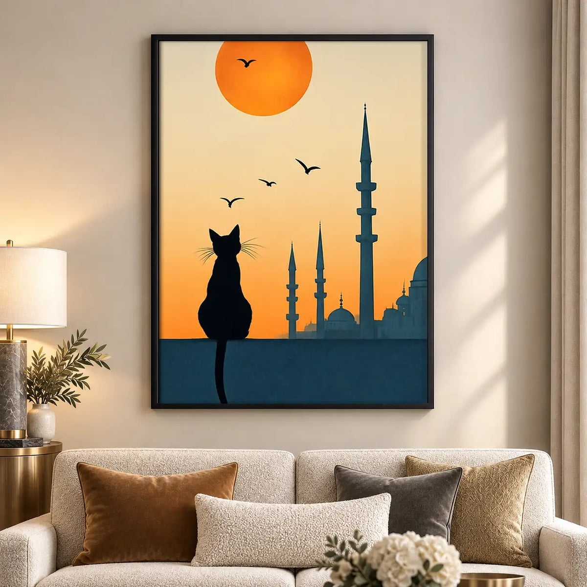 Black Cat and Istanbul Sunset Wall Art 5
