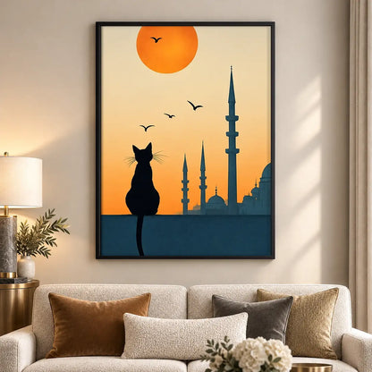Black Cat and Istanbul Sunset Wall Art 5
