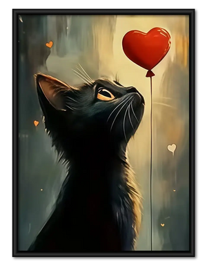 Black Cat and Red Balloon Wall Art