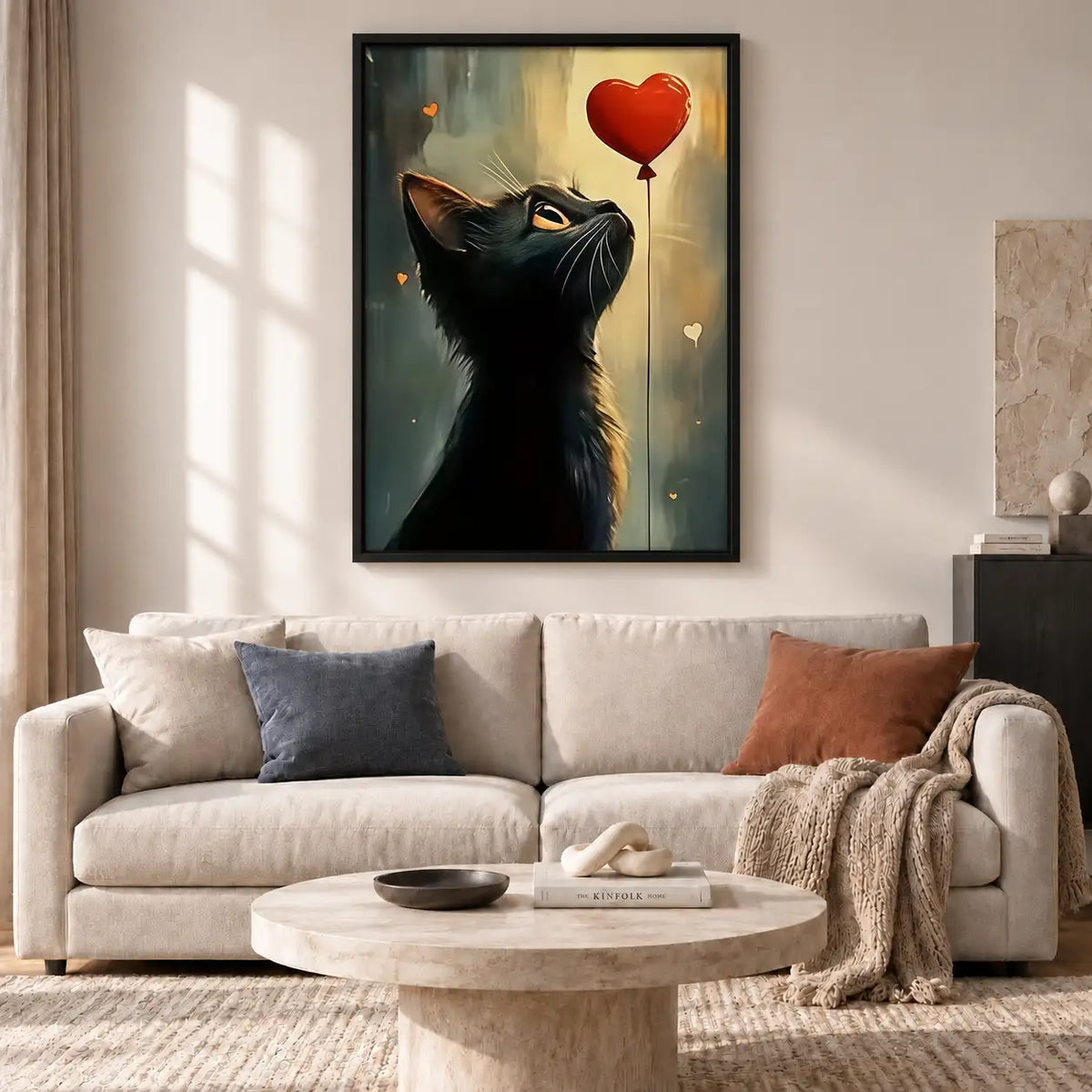 Black Cat and Red Balloon Wall Art 2