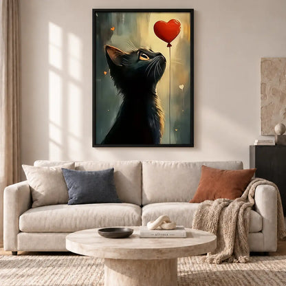 Black Cat and Red Balloon Wall Art 2