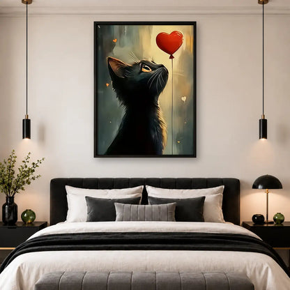 Black Cat and Red Balloon Wall Art 4