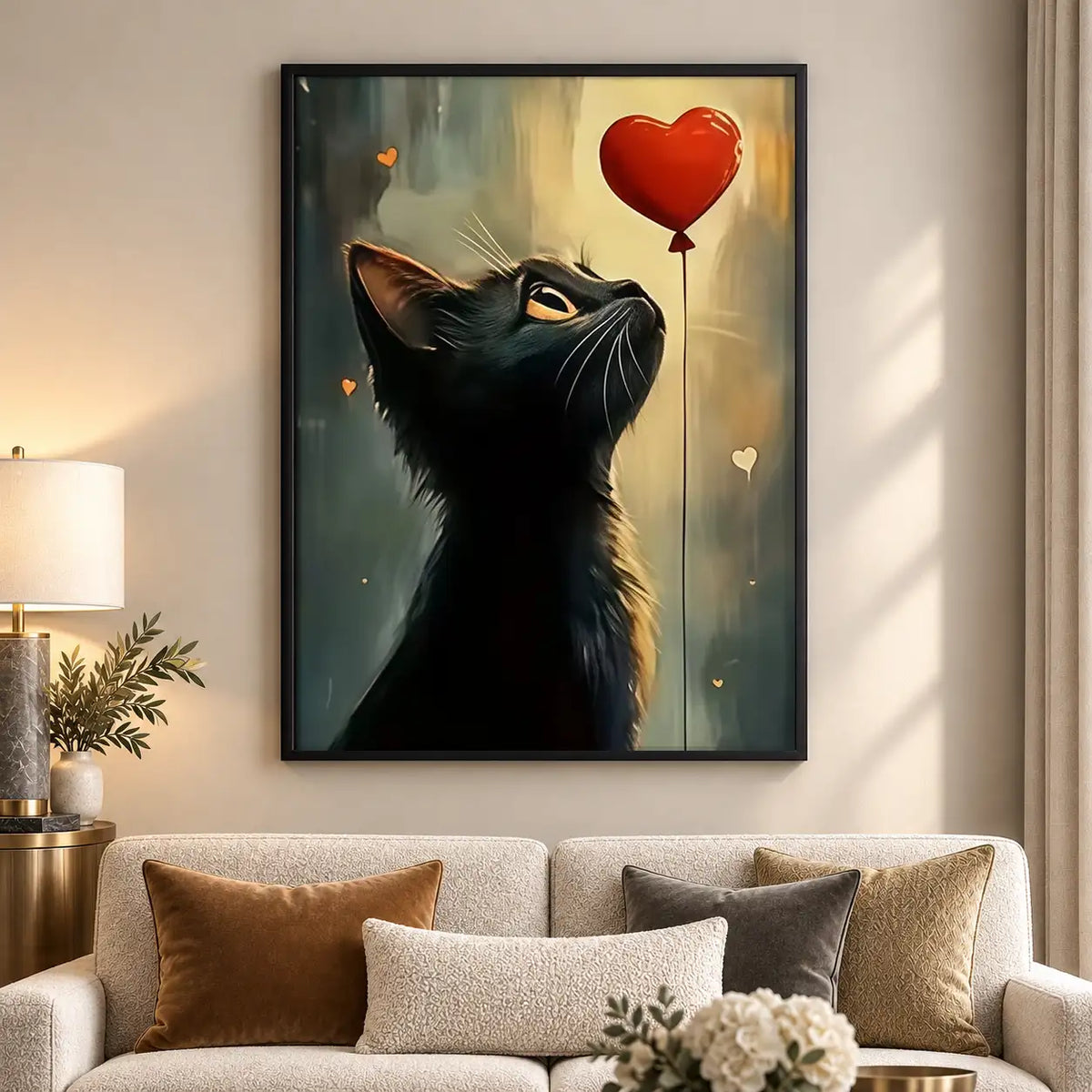 Black Cat and Red Balloon Wall Art 5