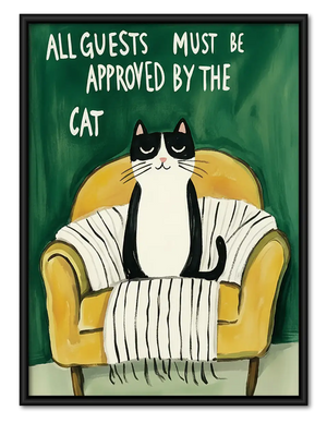 Black Cat Approves All Guests Wall Art