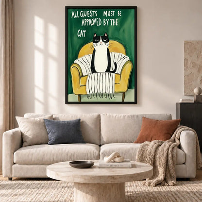 Black Cat Approves All Guests Wall Art 2
