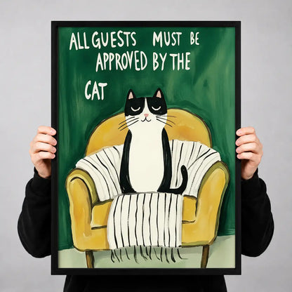 Black Cat Approves All Guests Wall Art 3