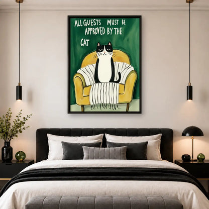 Black Cat Approves All Guests Wall Art 4