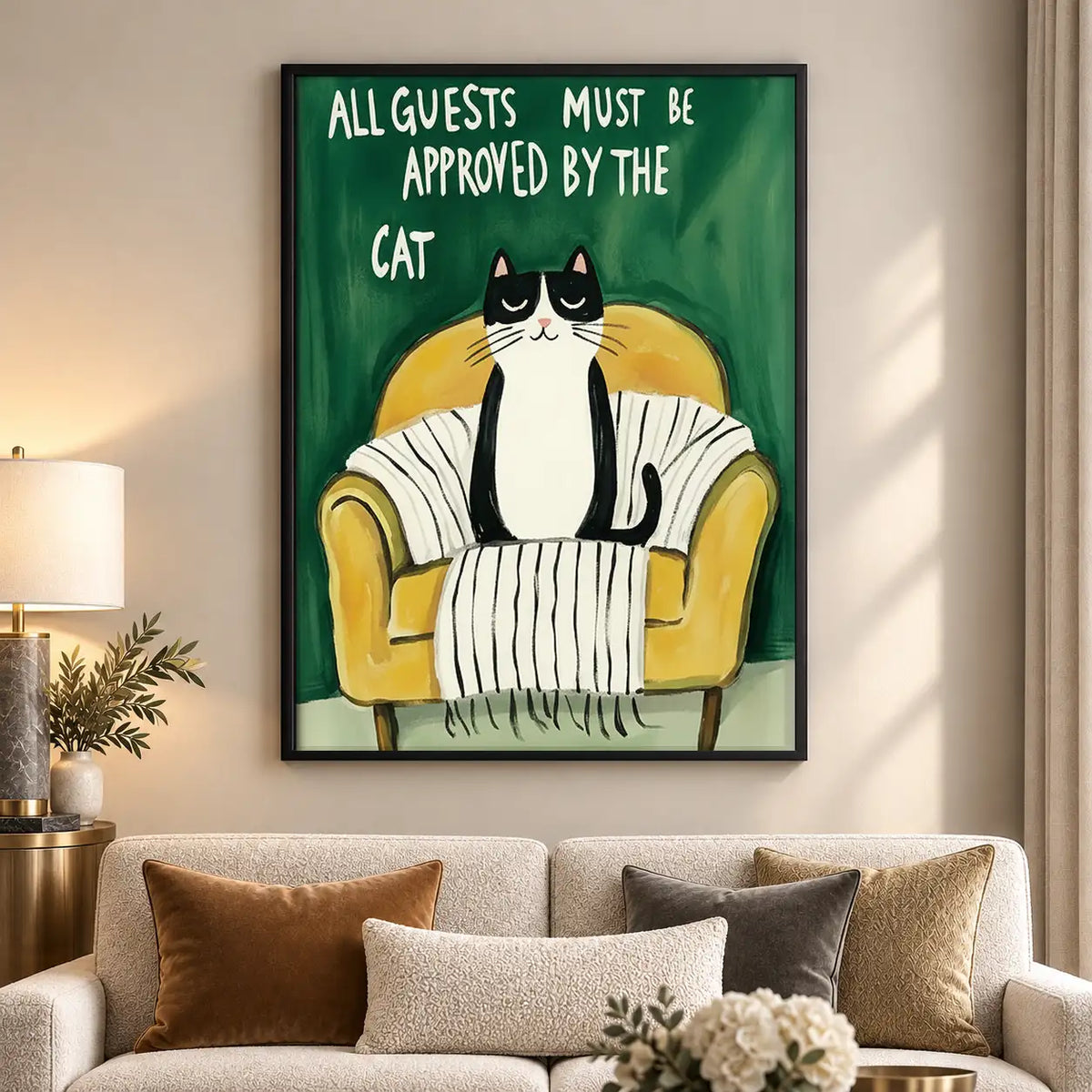Black Cat Approves All Guests Wall Art 5