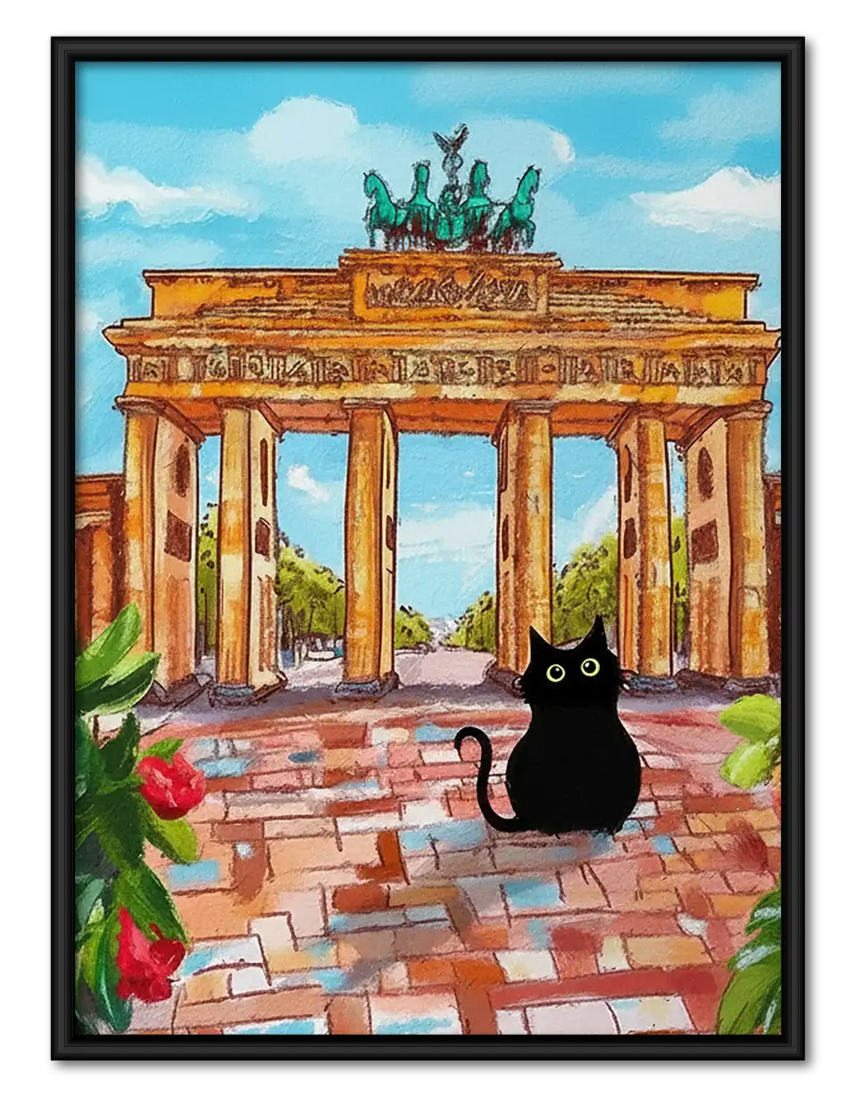 Black Cat at Brandenburg Gate Wall Art 1