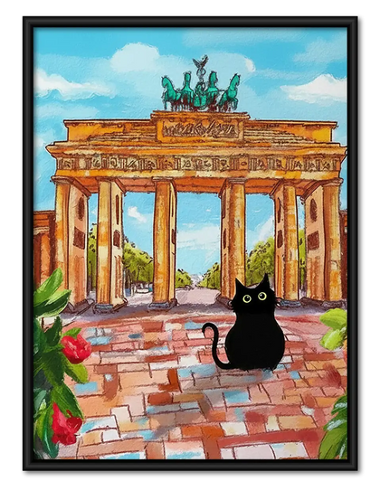 Black Cat at Brandenburg Gate Wall Art