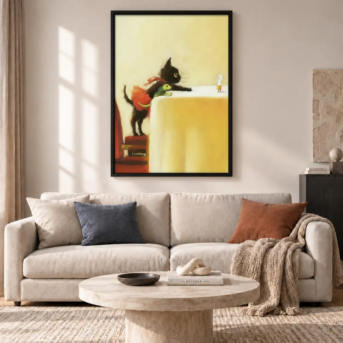 Black Cat at Fine Dining Table Wall Art 2