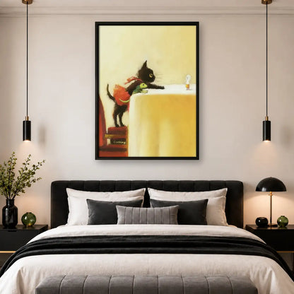 Black Cat at Fine Dining Table Wall Art 4