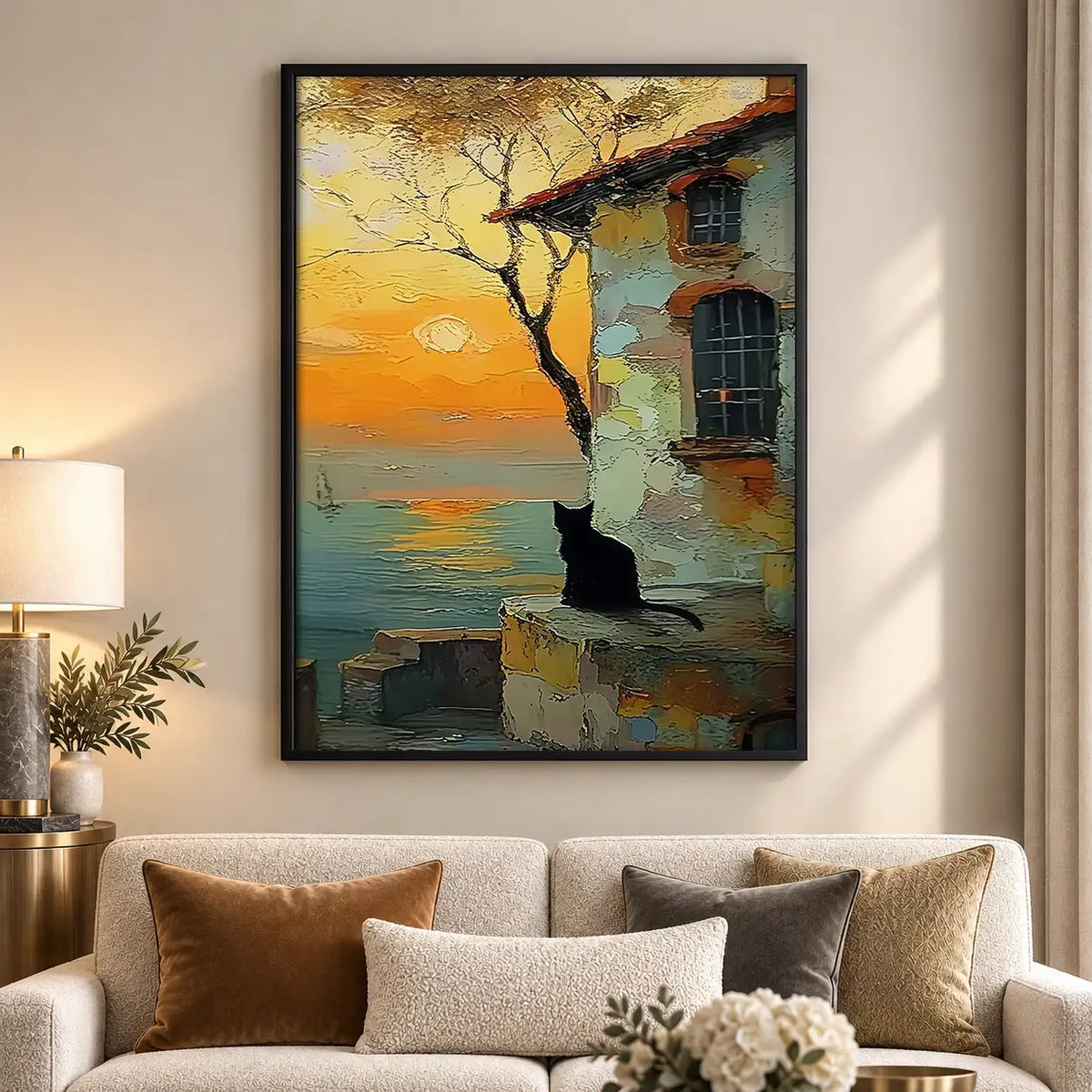 Black Cat at Sunset House Wall Art 5