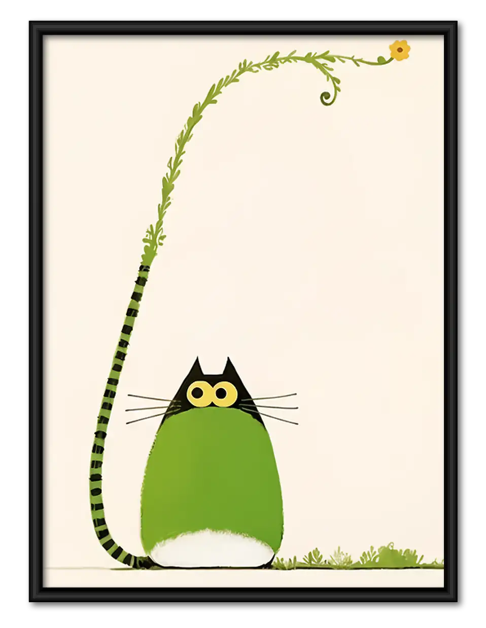 Black Cat beneath Growing Vine Wall Art 1