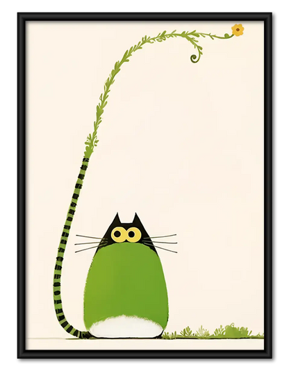 Black Cat beneath Growing Vine Wall Art 1