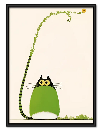Black Cat beneath Growing Vine Wall Art