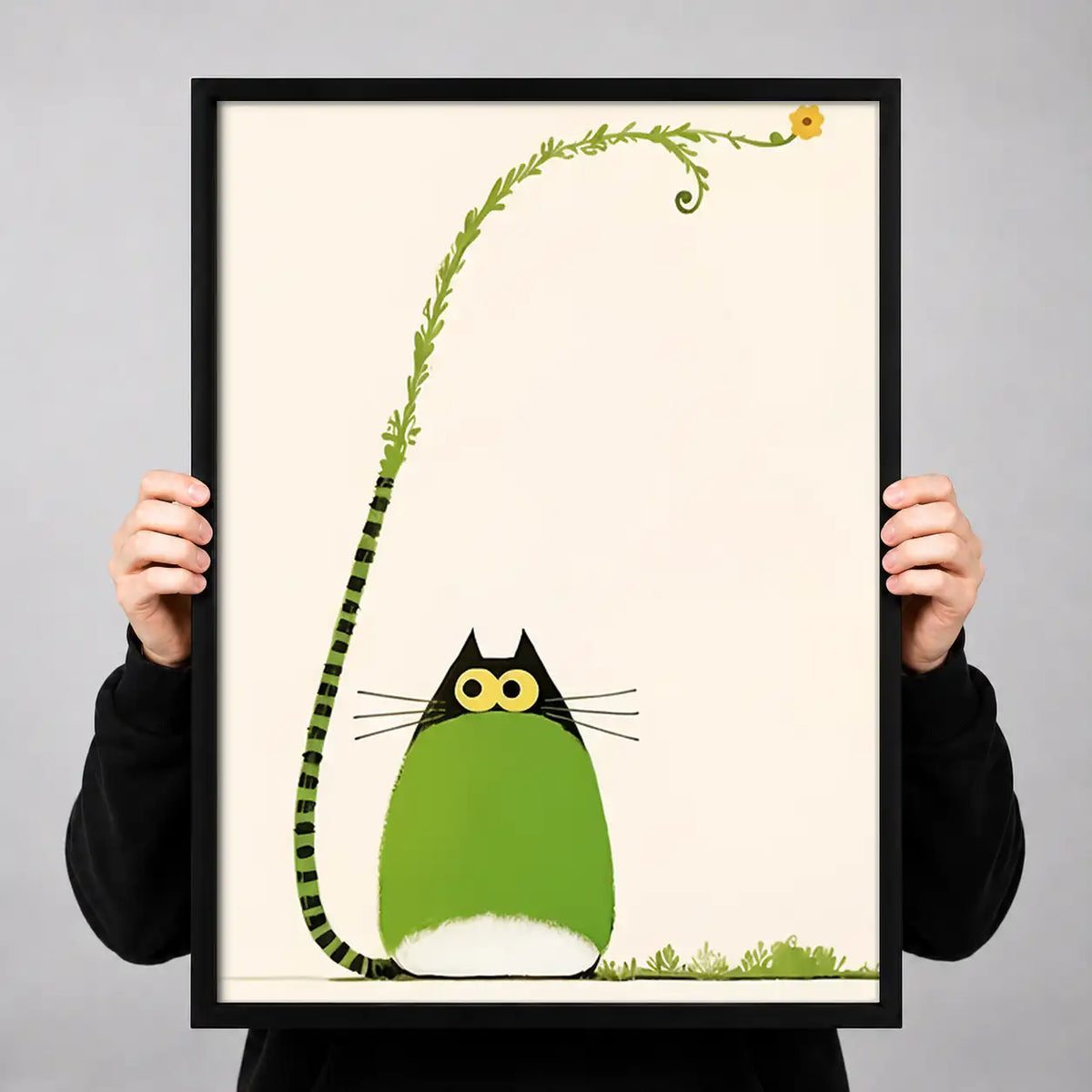 Black Cat beneath Growing Vine Wall Art 3