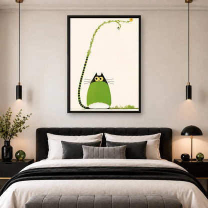 Black Cat beneath Growing Vine Wall Art 4