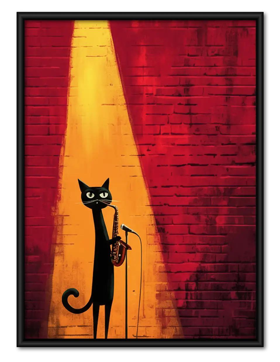 Black Cat beneath Jazz Spotlight Wall Art 1