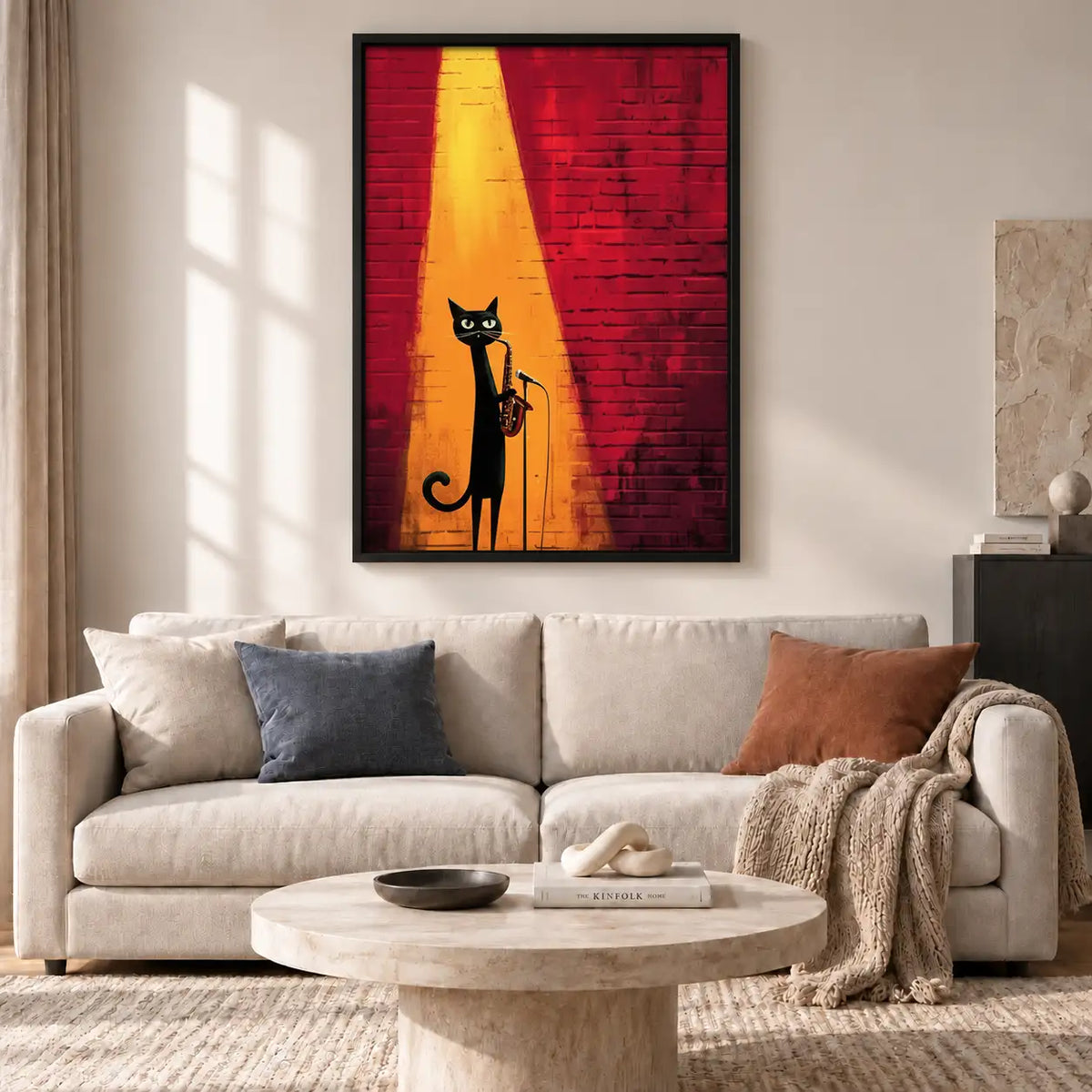 Black Cat beneath Jazz Spotlight Wall Art 2