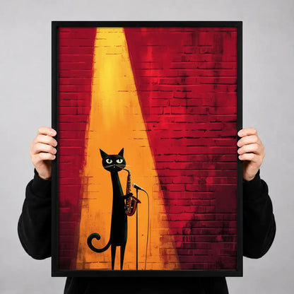 Black Cat beneath Jazz Spotlight Wall Art 3