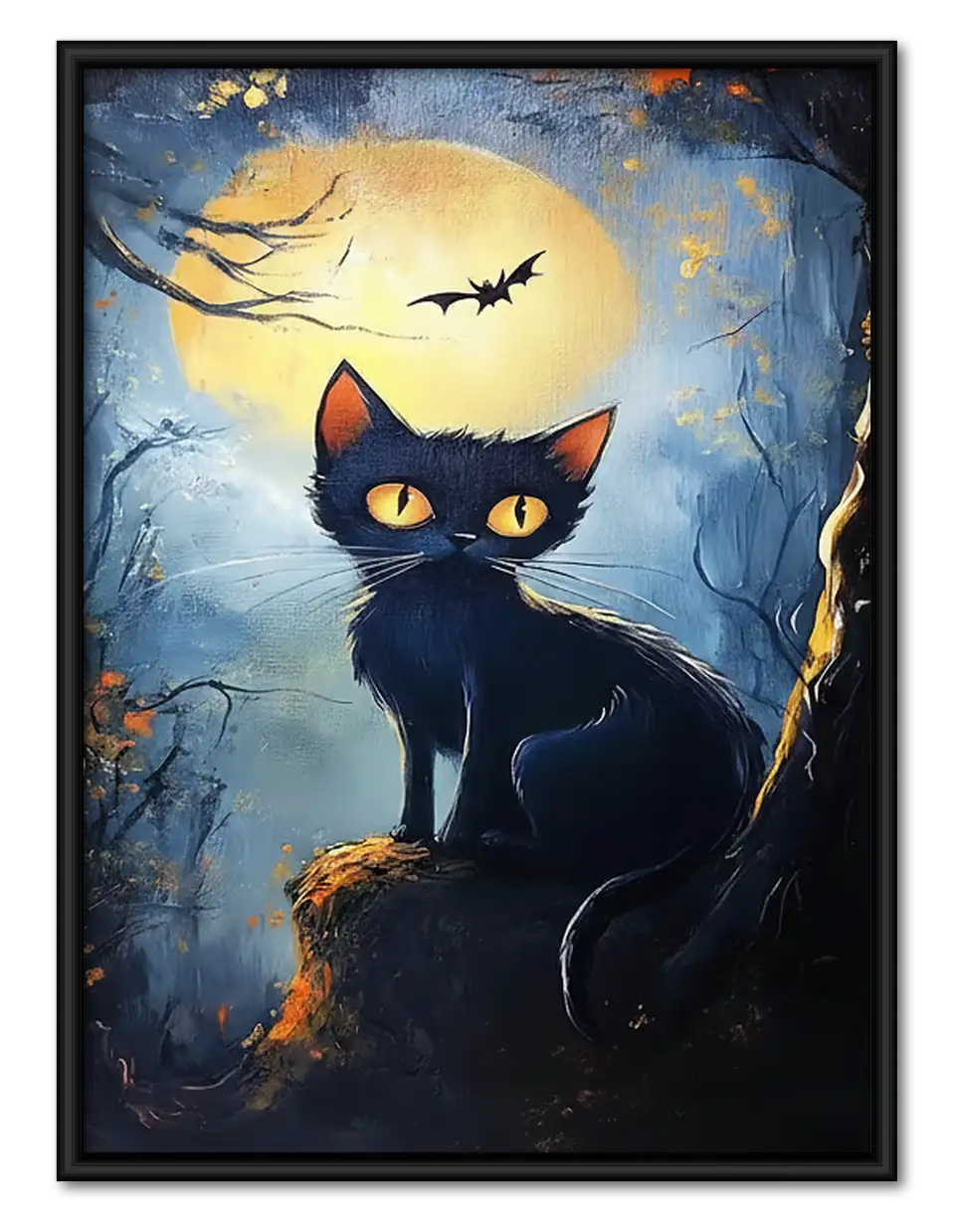 Black Cat beneath Witch Moon Wall Art 1