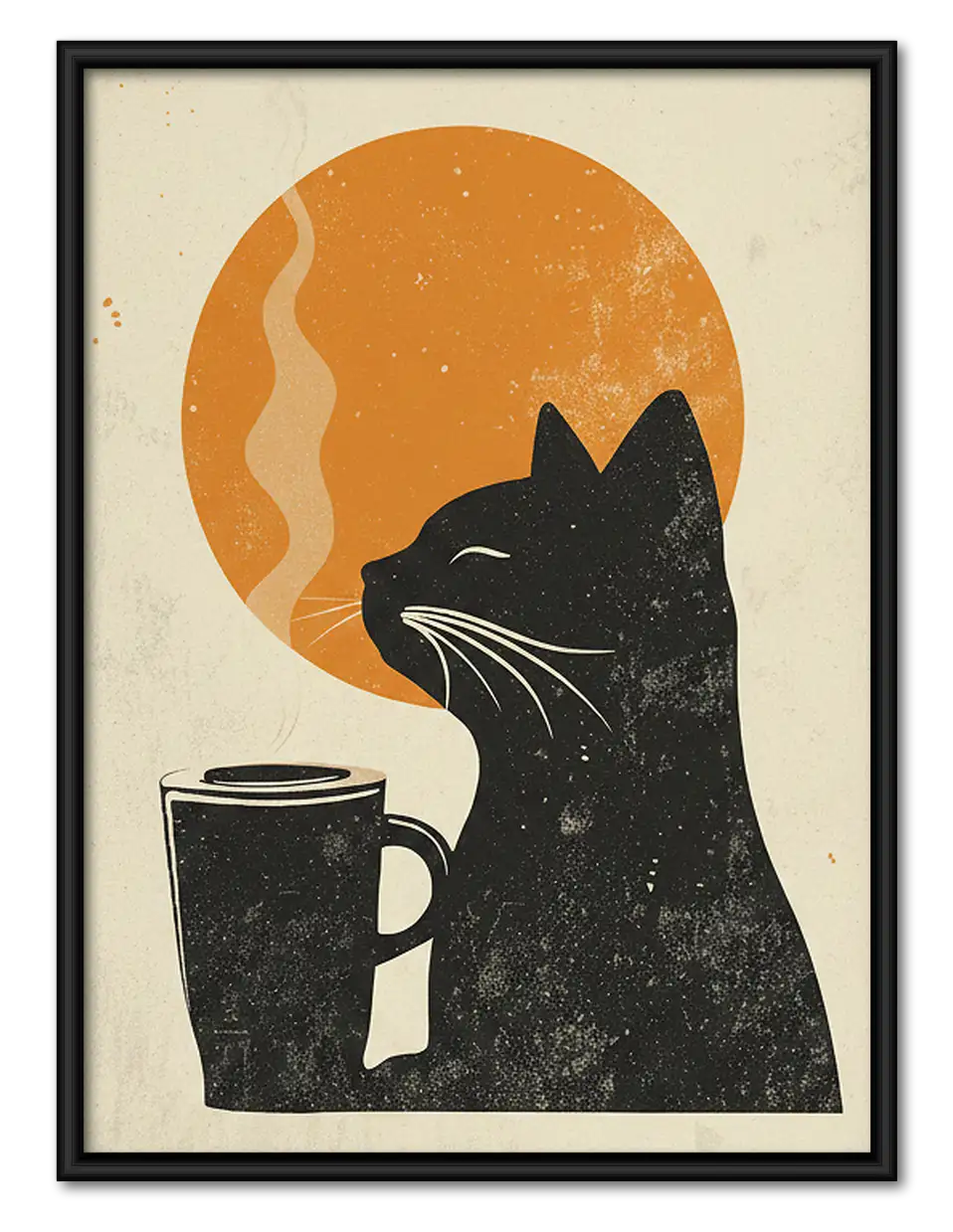 Black Cat Coffee at Sunrise Wall Art 1