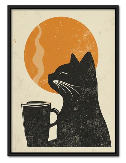Black Cat Coffee at Sunrise Wall Art
