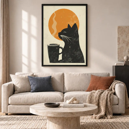 Black Cat Coffee at Sunrise Wall Art 2