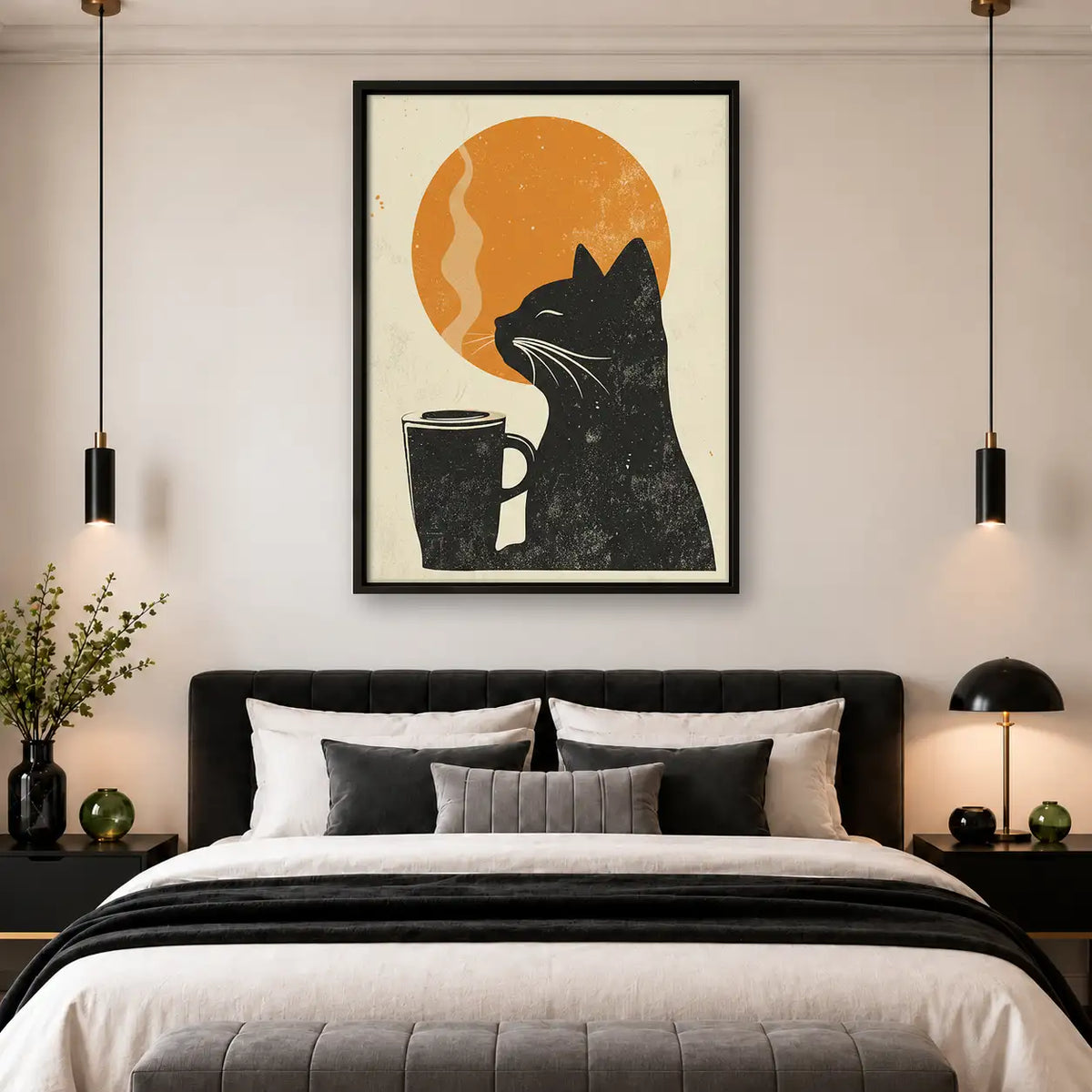Black Cat Coffee at Sunrise Wall Art 4