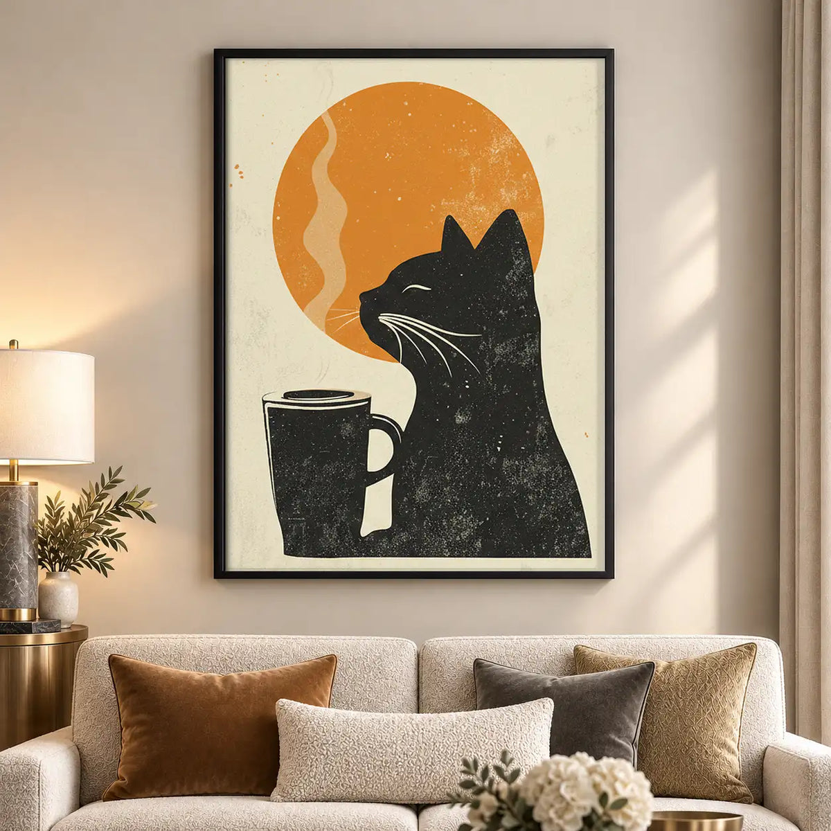 Black Cat Coffee at Sunrise Wall Art 5