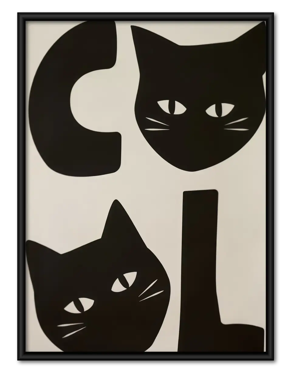 Black Cat Geometric Faces Wall Art 1