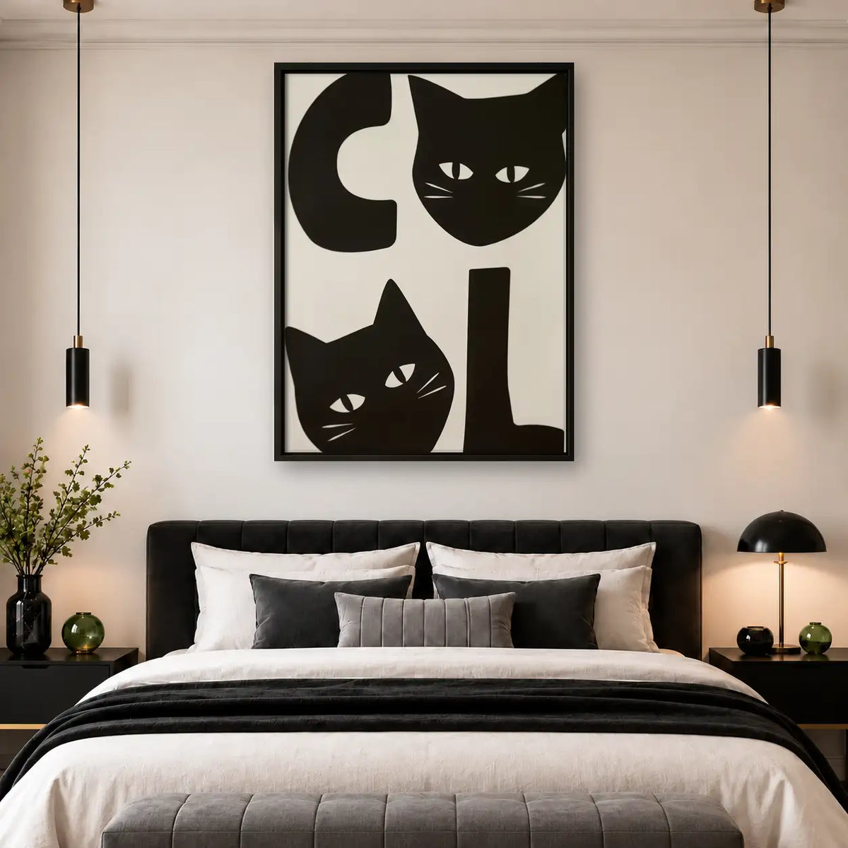Black Cat Geometric Faces Wall Art 4