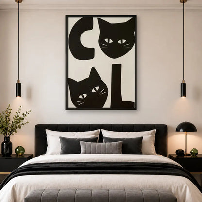 Black Cat Geometric Faces Wall Art 4