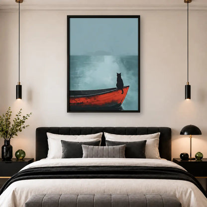 Black Cat in Red Boat Wall Art 4