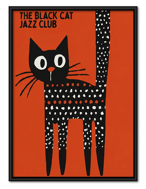 Black Cat Jazz Club Orange Poster Wall Art
