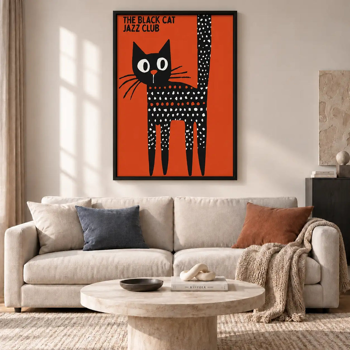 Black Cat Jazz Club Orange Poster Wall Art 2