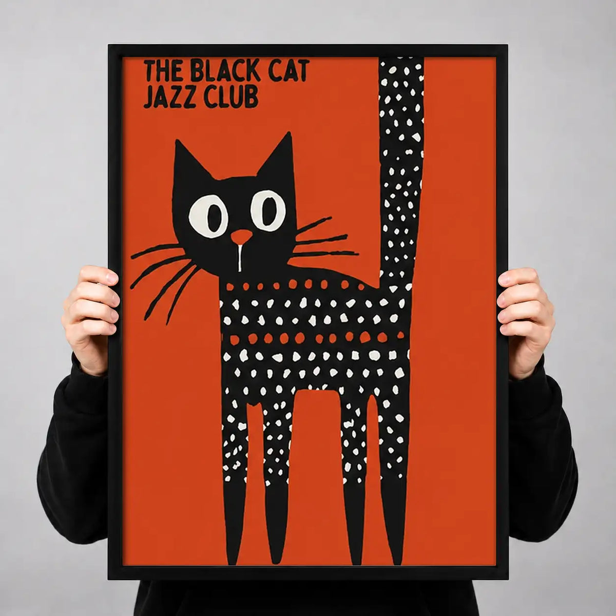 Black Cat Jazz Club Orange Poster Wall Art 3