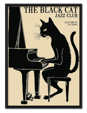 Black Cat Jazz Piano Poster Wall Art