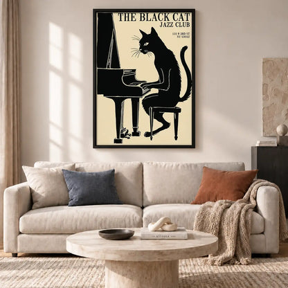 Black Cat Jazz Piano Poster Wall Art 2