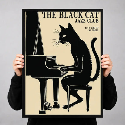 Black Cat Jazz Piano Poster Wall Art 3