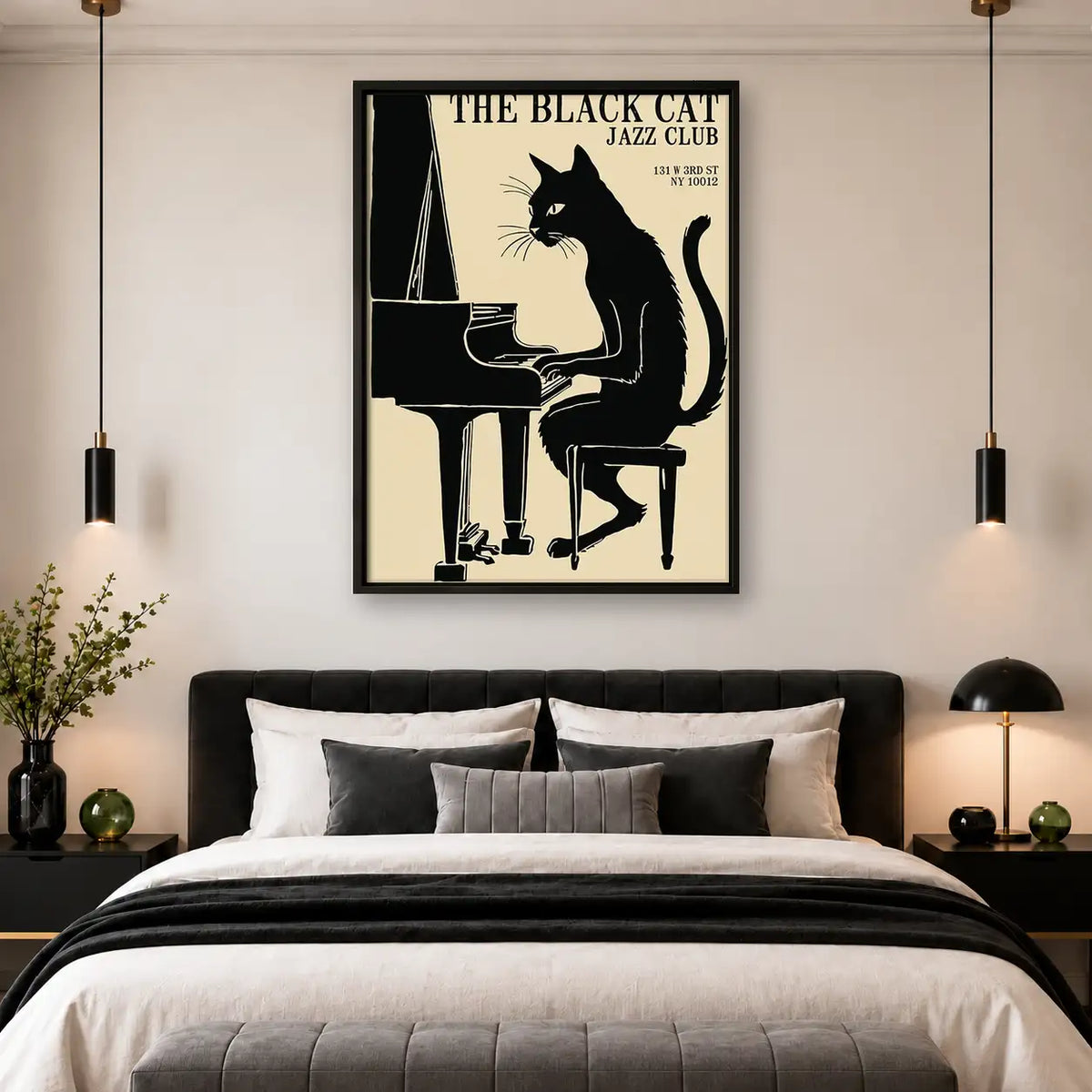 Black Cat Jazz Piano Poster Wall Art 4