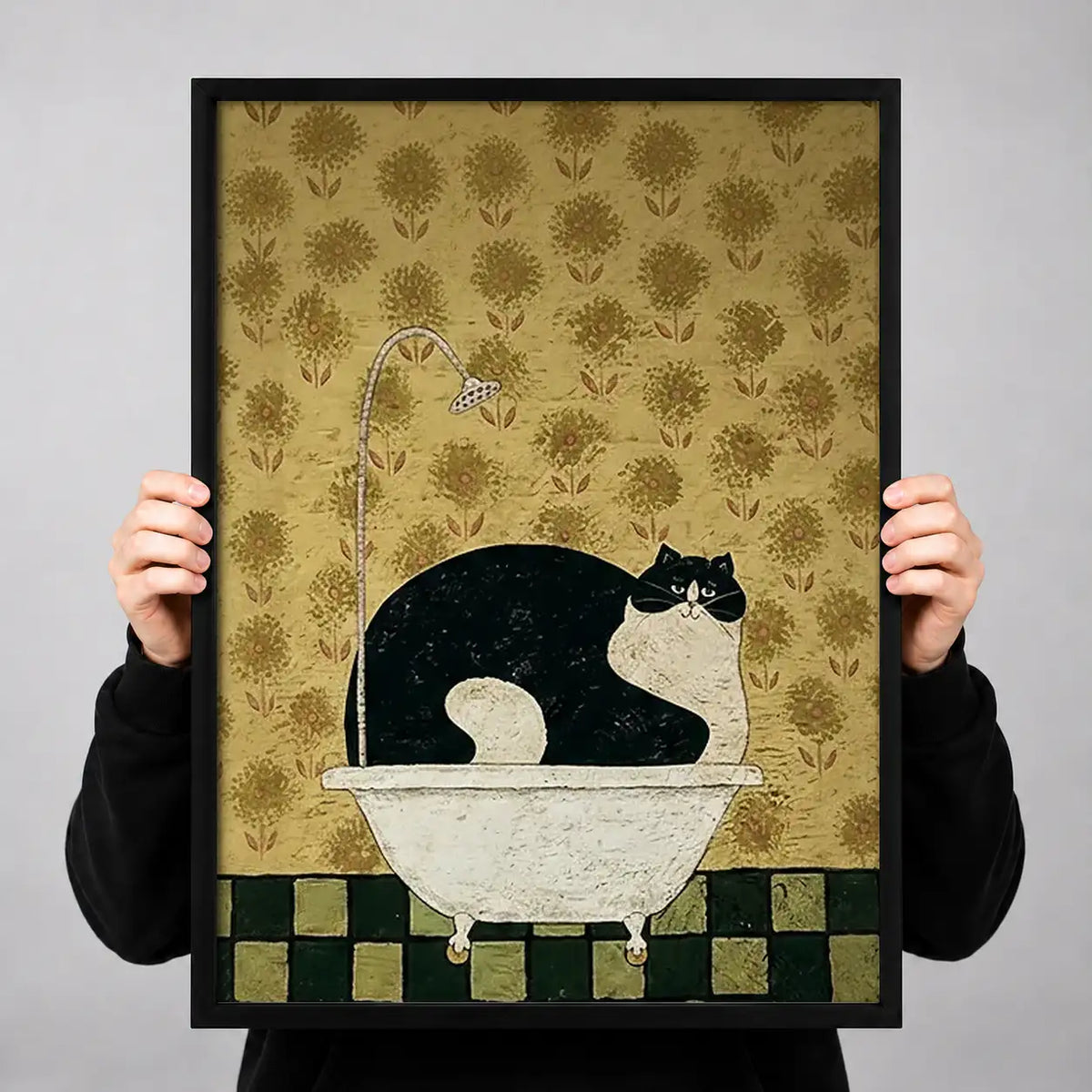 Black Cat Lounging in White Bathtub Wall Art 3