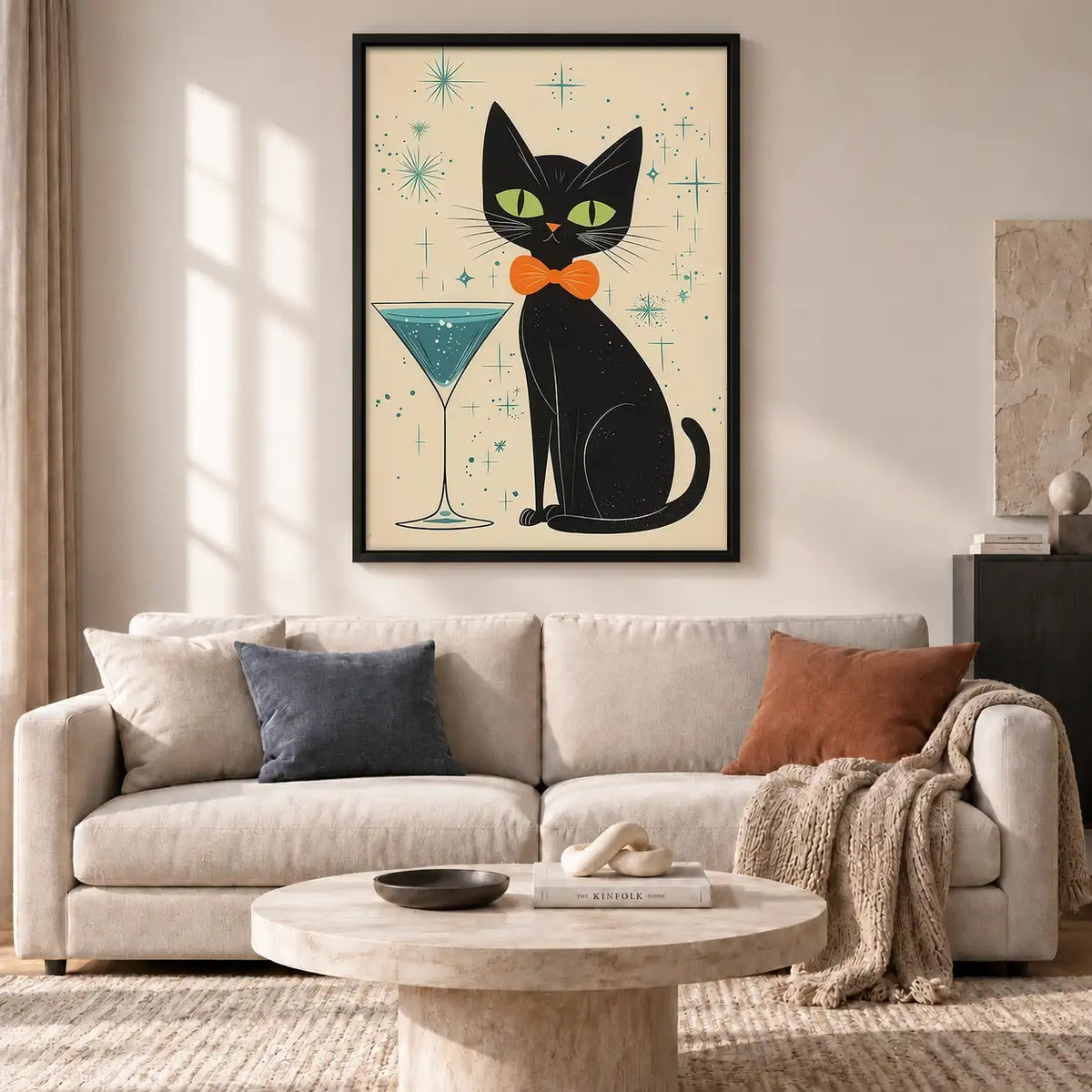 Black Cat Martini Cocktail Wall Art 2