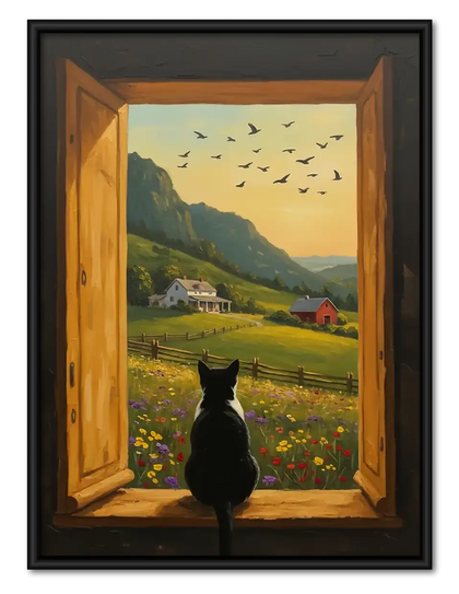 Black Cat Mountain Window Wall Art