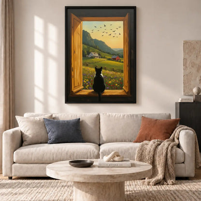 Black Cat Mountain Window Wall Art 2