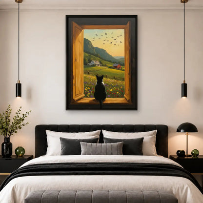 Black Cat Mountain Window Wall Art 4