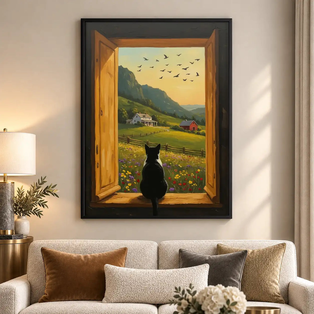 Black Cat Mountain Window Wall Art 5