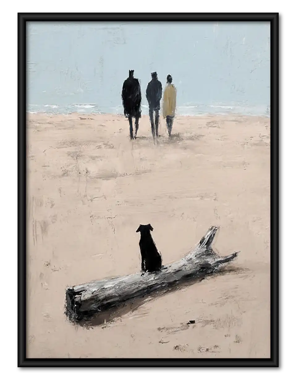 Black Cat on Quiet Beach Wall Art 1